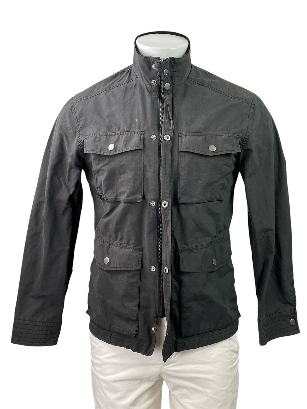 Rails Cardiff Mens Black Long Sleeve High Neck Zip Up Utility Coat Jacket Size S